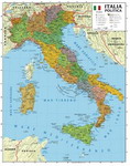 Planisfero 147-Italia carta murale da aula scolastica fisico-politica cm 100x140